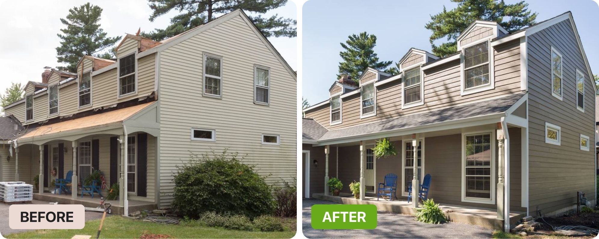 Before and after project photo