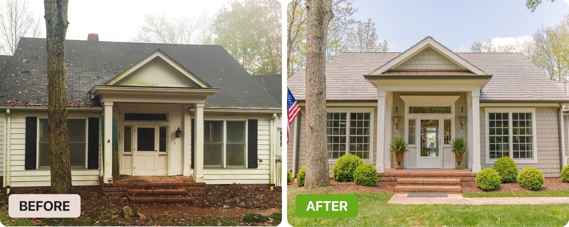 Before and after project photo