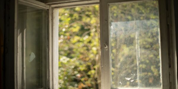 SIngle-Pane Window on an old wooden frame