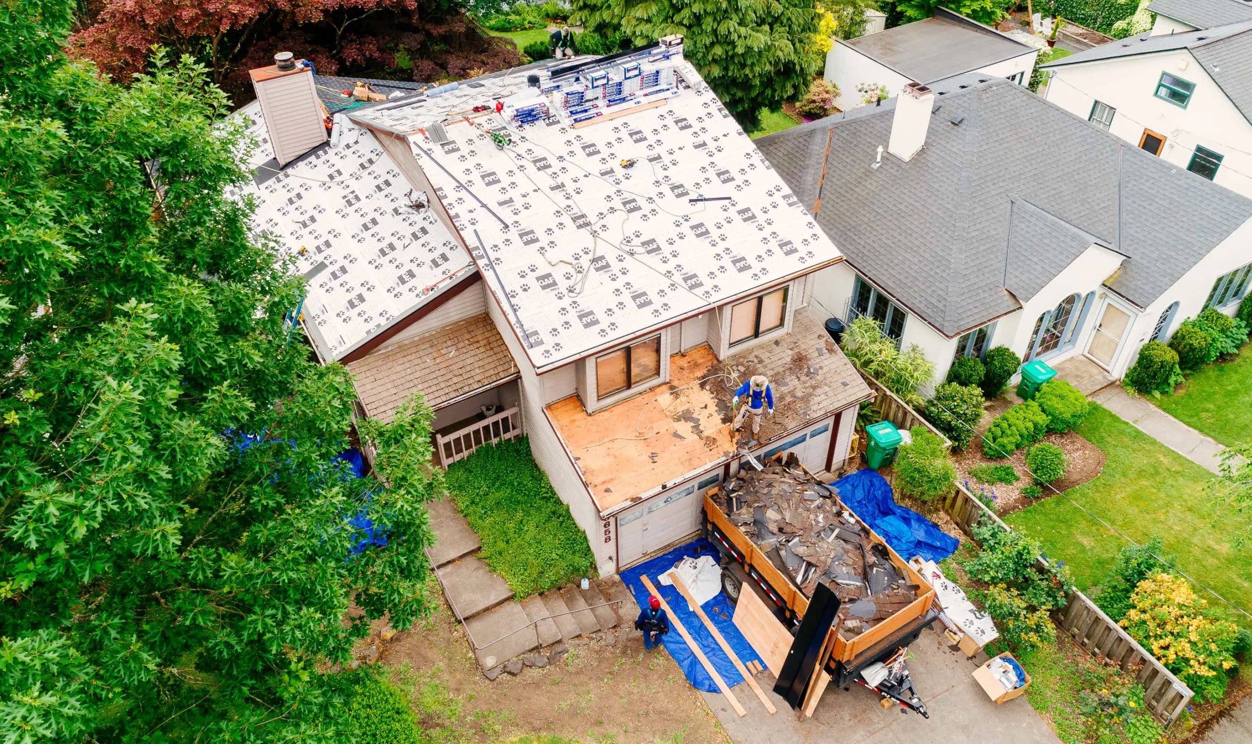 Drone View of Roofing Replacement