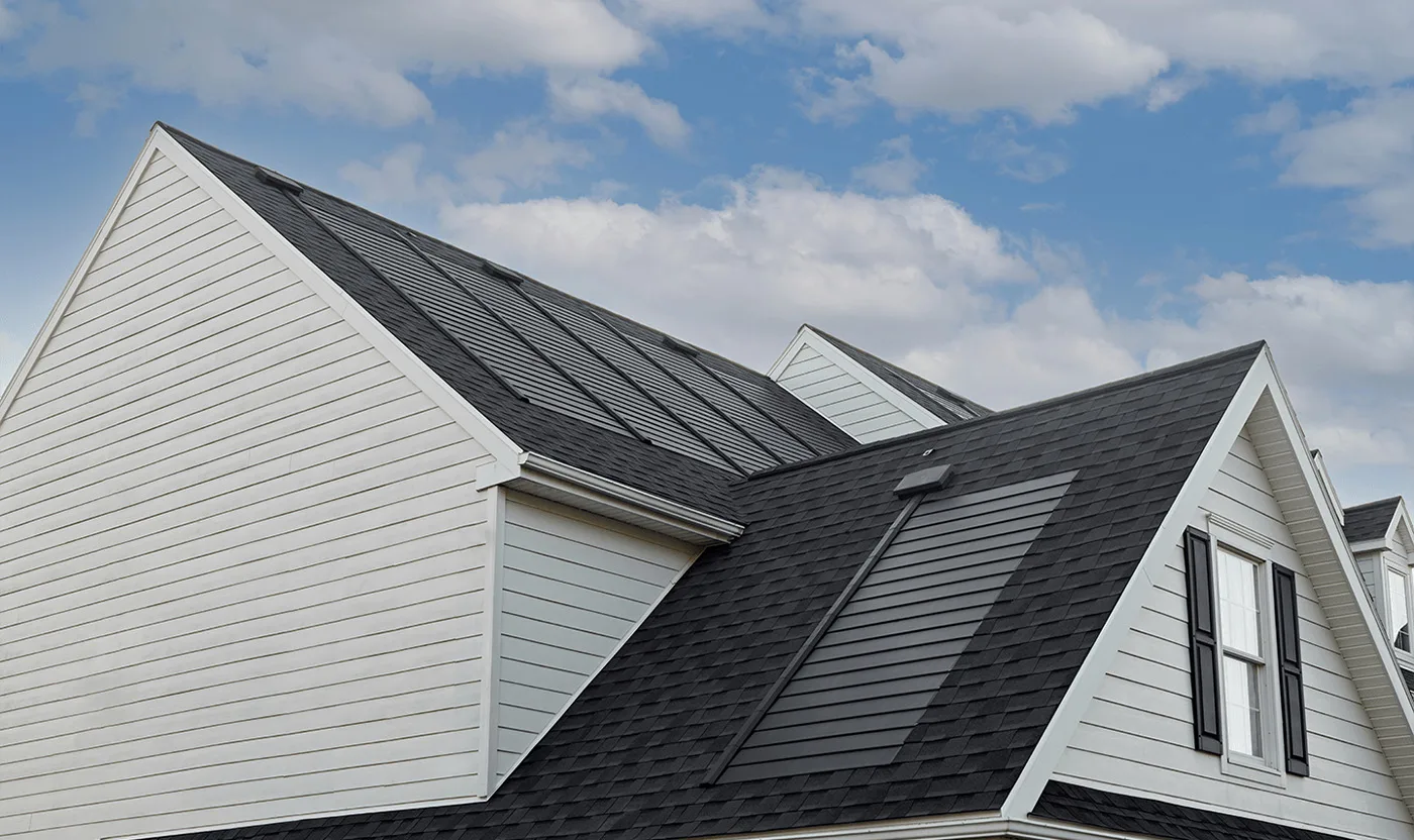 Roof with GAF's TImberline Solar Shingles