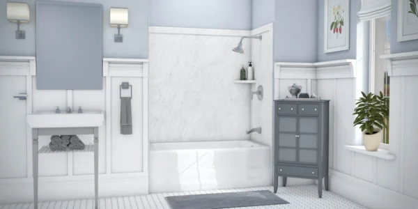Sentrel Bath Systems Frost color. Tub/shower combo