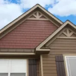 James Hardie® Timber Bark Hardie Lap Siding®, Country Lane Red Straight Edge Shingle, Autumn Tan Trim