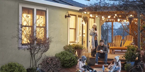 Family in Backyard, Highlighting GAF Solar Shingles