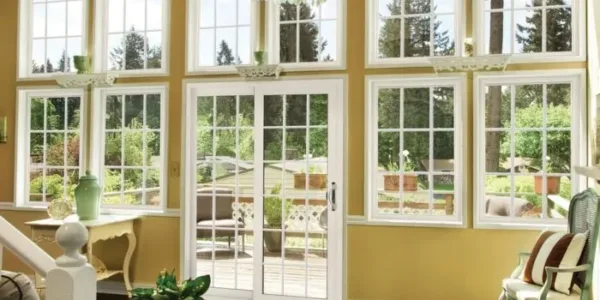 Custom Sliding Patio door with casement windows surrounding the door.