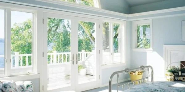Sliding Glass door and sliding windows in a bedroom
