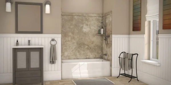 Sentrel Mocha Travertine Bath/shower combination