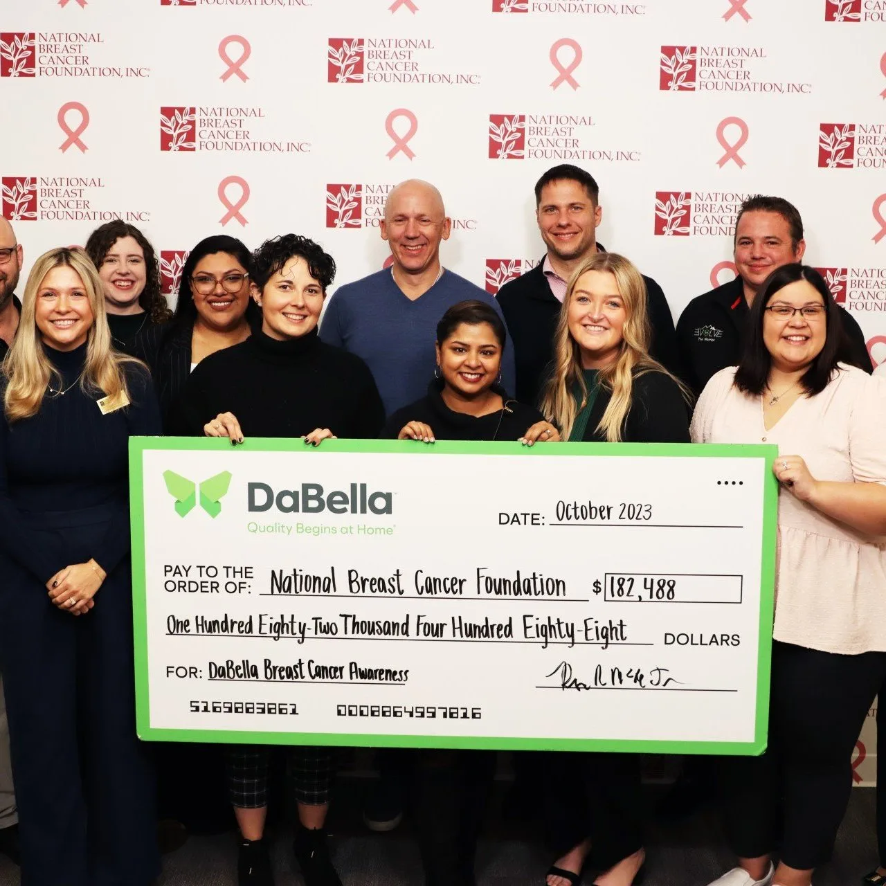 A Big Thank You to Homeowners: DaBella Donates to Breast Cancer Research