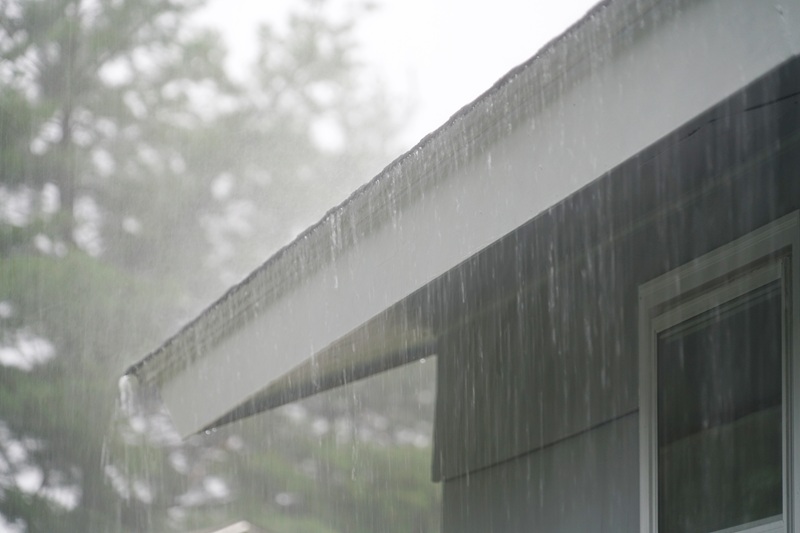 close up on storm rain on the roof